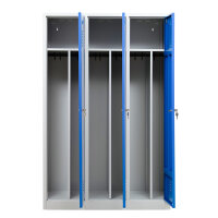 G-Office Spind/Garderobenschrank, Schwarz-Weiß-Trennung, 3 Abteile , 1800 x 1200 x 500 mm (HxBxT)