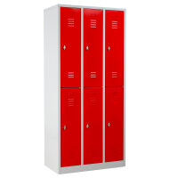 G-Office Doppelstöckiger Spind/Garderobenschrank WRC.6(3.2).19590, 3x2 Abteile, 1950 x 900 x 500 mm (HxBxT)