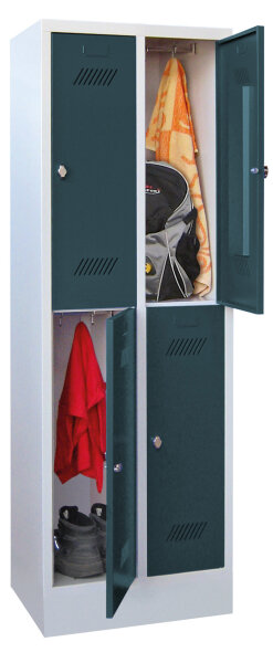 PAVOY Kleiderspind, 2x2 Abteile, 1850 x 600 x 500 mm (HxBxT) mit Sockel, 12 Farben preisgleich