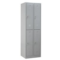 G-Office Gürkan WRC.4(2.2).19560 Doppelstöckiger Garderobenschrank, 195 x 60 x 50 cm (HxBxT), 7035 Lichtgrau, 7035 Lichtgrau, Zylinderschloss