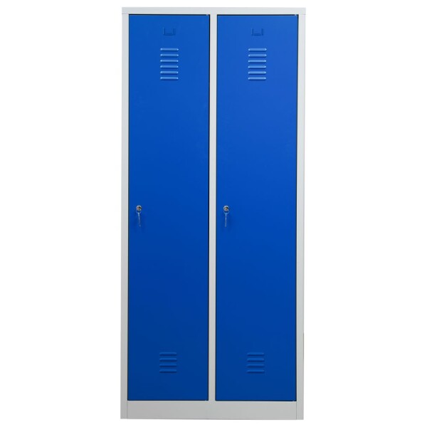 G-Office Gürkan WRD/2.1880 Garderobenschrank, 180 x 80 x 50 cm (HxBxT), 7035 Lichtgrau, 5010 Enzianblau, Zylinderschloss